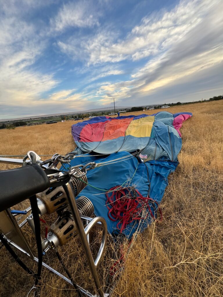 Deflated hot air balloon after landing