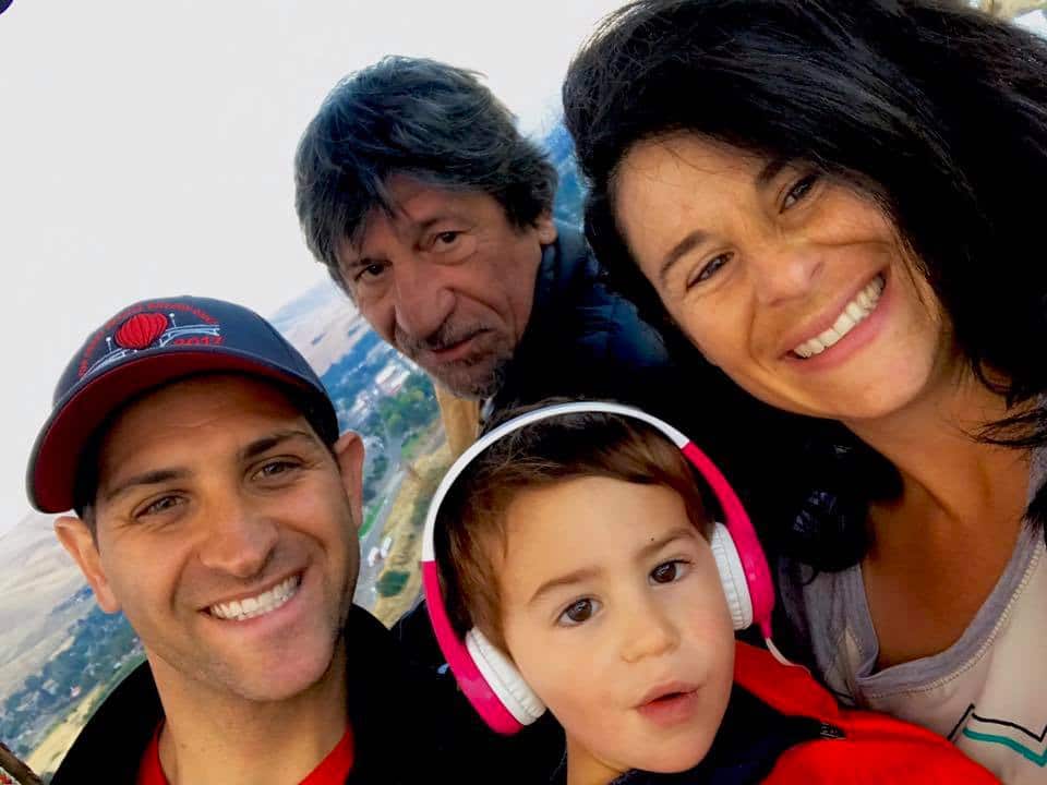 Family in a hot air balloon