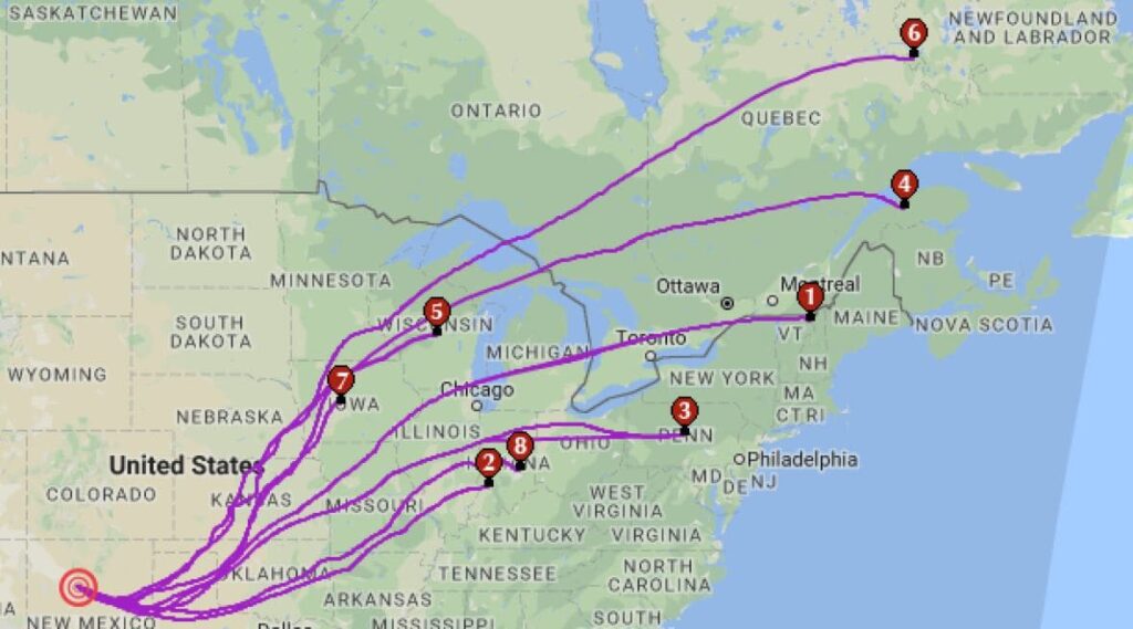 Record winning flight 2017 map