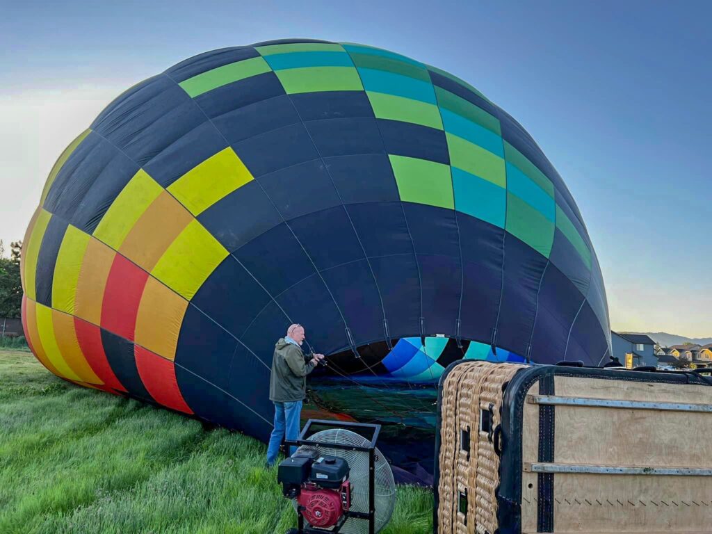 Hot air balloon inflating