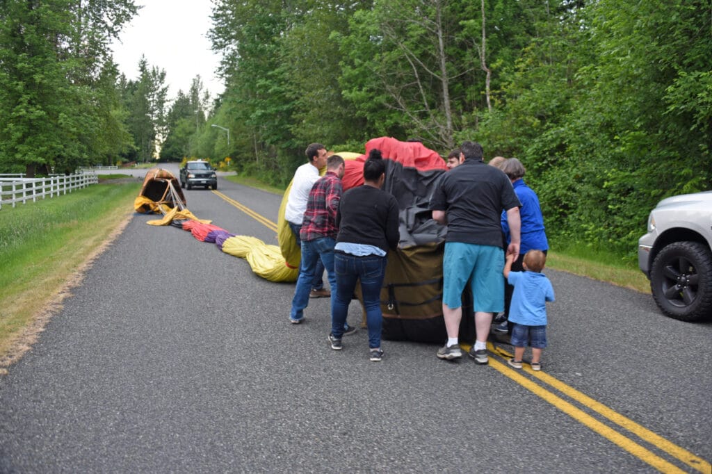 Hot air balloon packed up