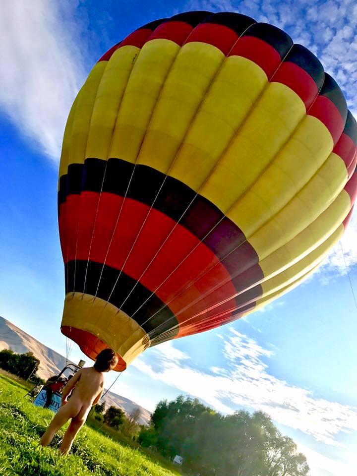 Hot air balloon with a two year old