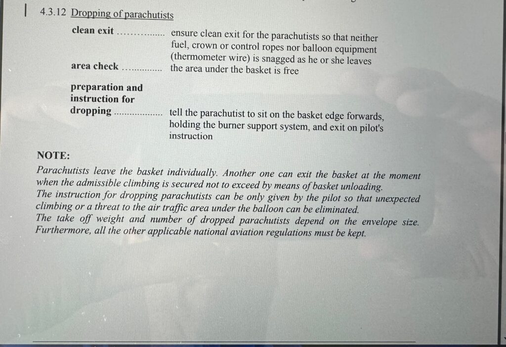 Hot Air Balloon Manual About Skydiving from hot air balloon